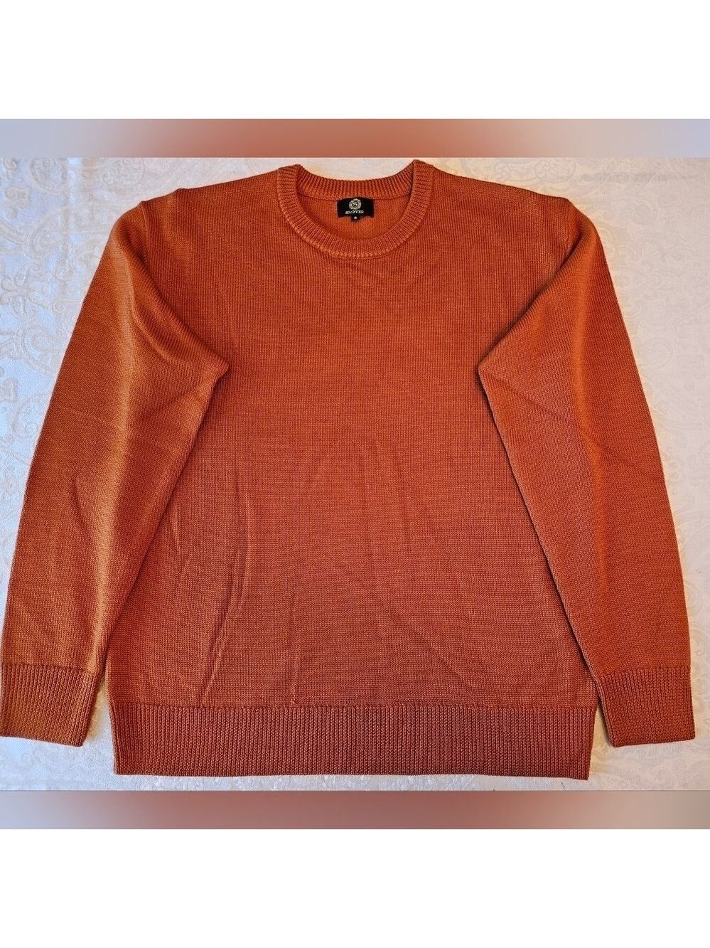 100% Pure Wool, Size XL, Classic Crewneck Sweater in Burnt Orange, Snover, NWT